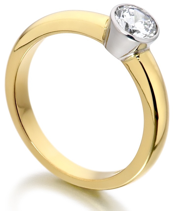 Round Rub Over Yellow Gold Engagement Ring IC0503YG Image 2